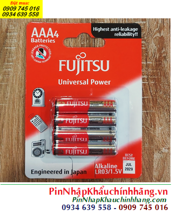 Fujitsu LR03-FU-W; Pin tiểu AA 1.5v Alkaline Fujitsu LR03-FU-W chính hãng _Xuất xứ Indonesia /Vỉ 4viên